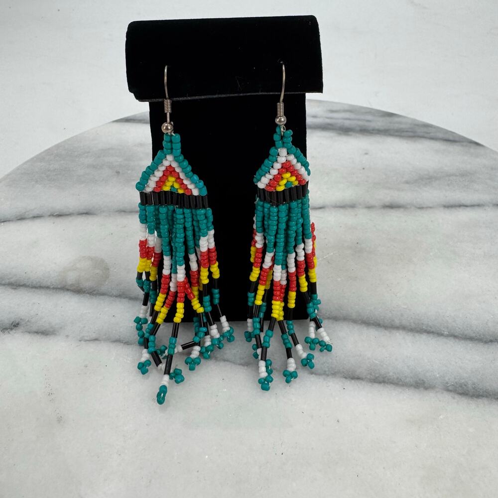 Handmade native hand beaded earrings